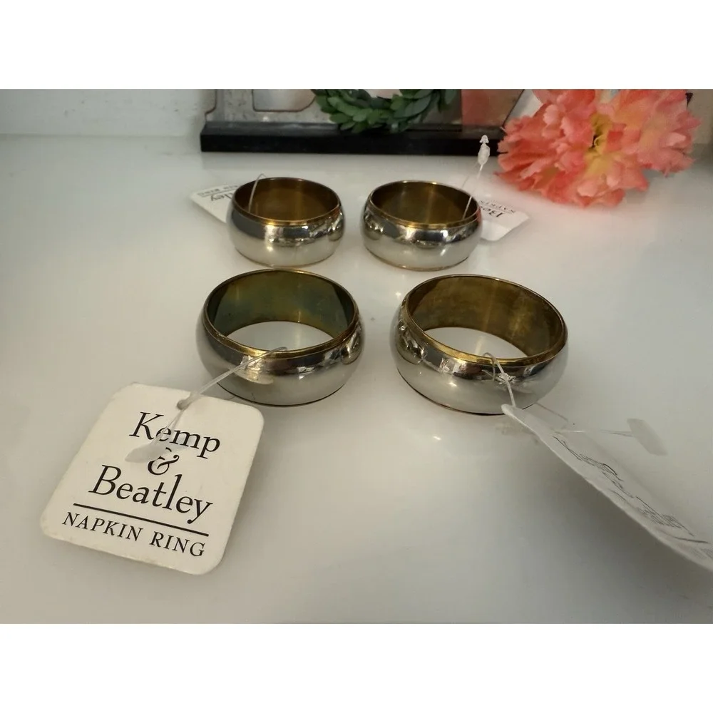 Lot Of 4 Kemp And Beatley‎ Napkin Rings Silver And Gold Tone New With Tags Vtg